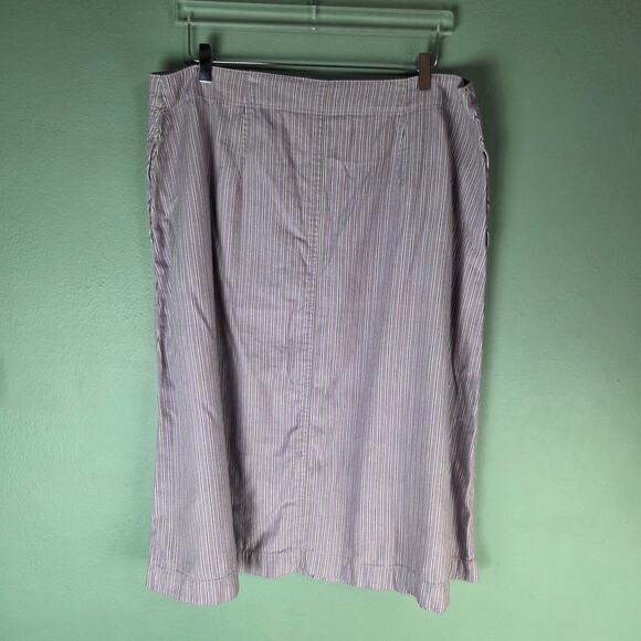 Madewell Womens Patio Button Front Midi Skirt 18 Lilac Stripe Soft Feminine - Picture 2 of 6